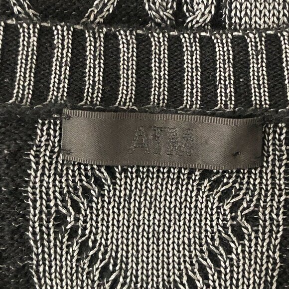 ATM Anthony Thomas Melillo Women's Medium Black Gray Cable Knit Sweater Dress - Picture 6 of 6